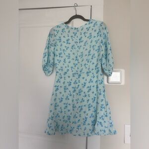 Faithfull the Brand Sky Blue Floral Mini Dress